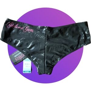 NWT Girls With Guns Scheels Black Pink Women's Swimsuit Bottom Cheek Thong Sz XL